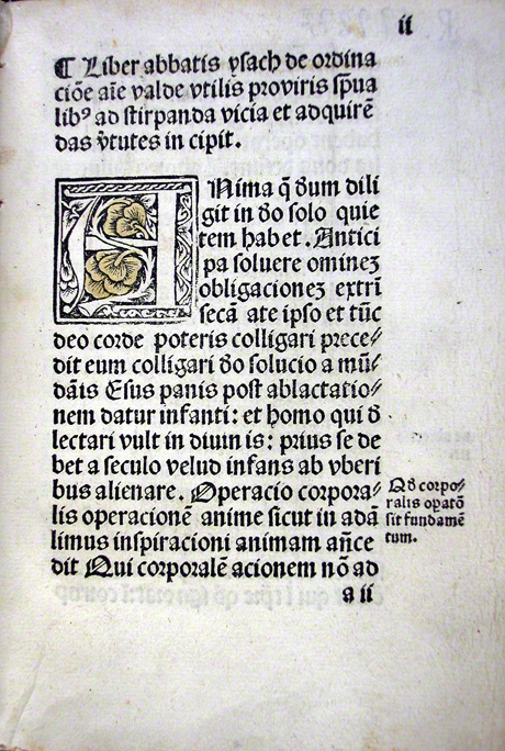 First page of Latin translation of the Ascetical Homilies printed in Barcelona in 1497